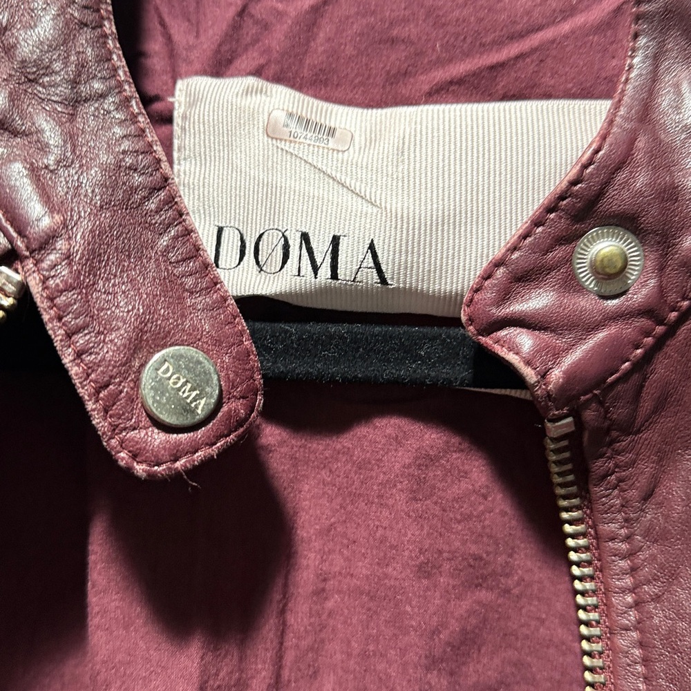Doma Deep Red wine burgundy motorcycle biker lamb skin Leather Jacket size xs - Picture 3 of 5